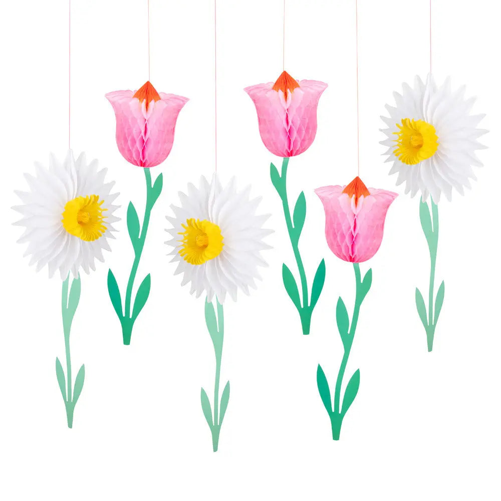 Honeycomb flower decorations X6 Meri Meri