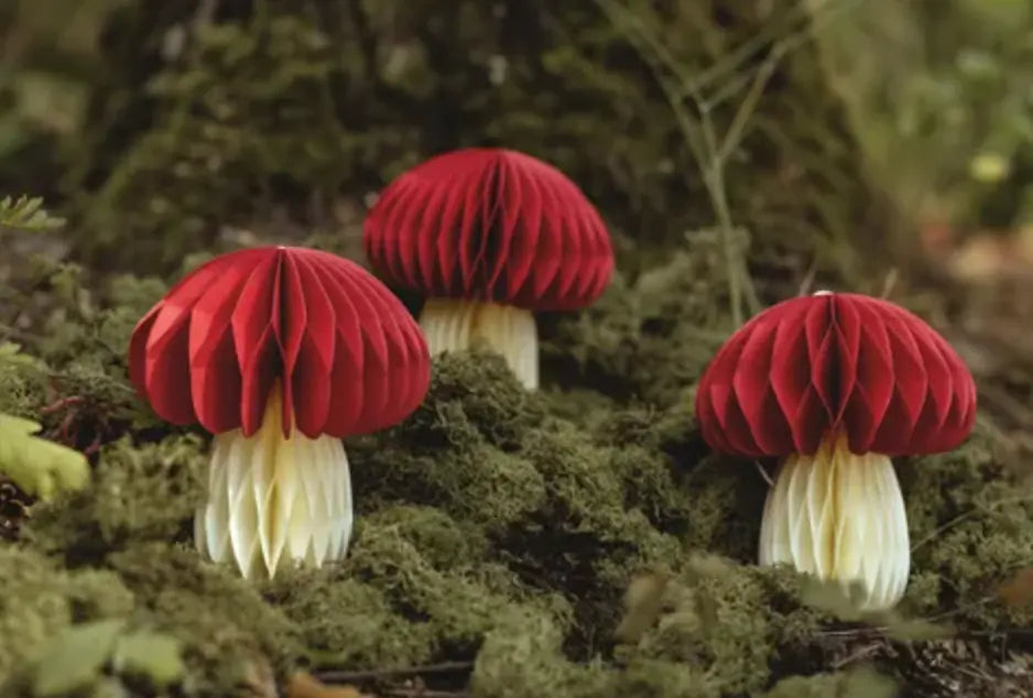 Honeycomb paper decoration Mushroom, 12.5 cm, mix Partydeco