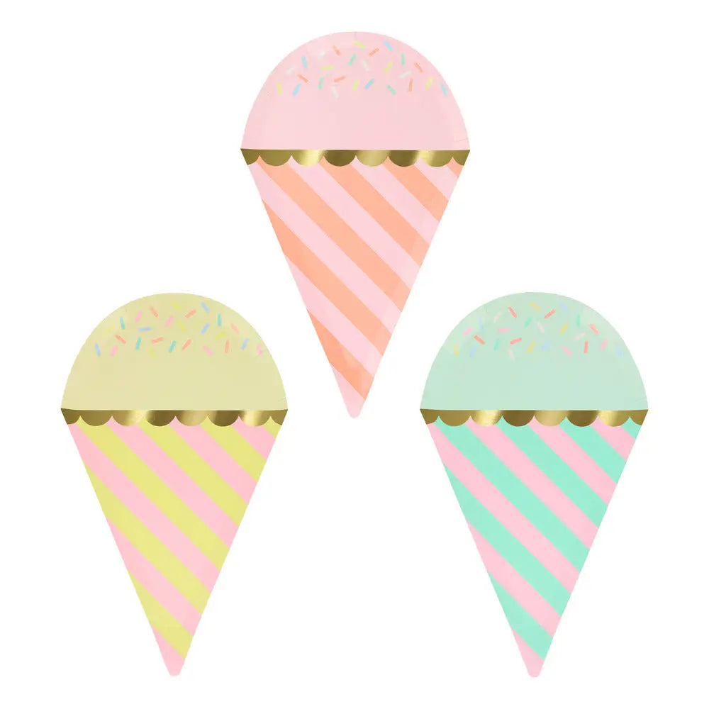 Ice cream with sprinkles plates Partydeco