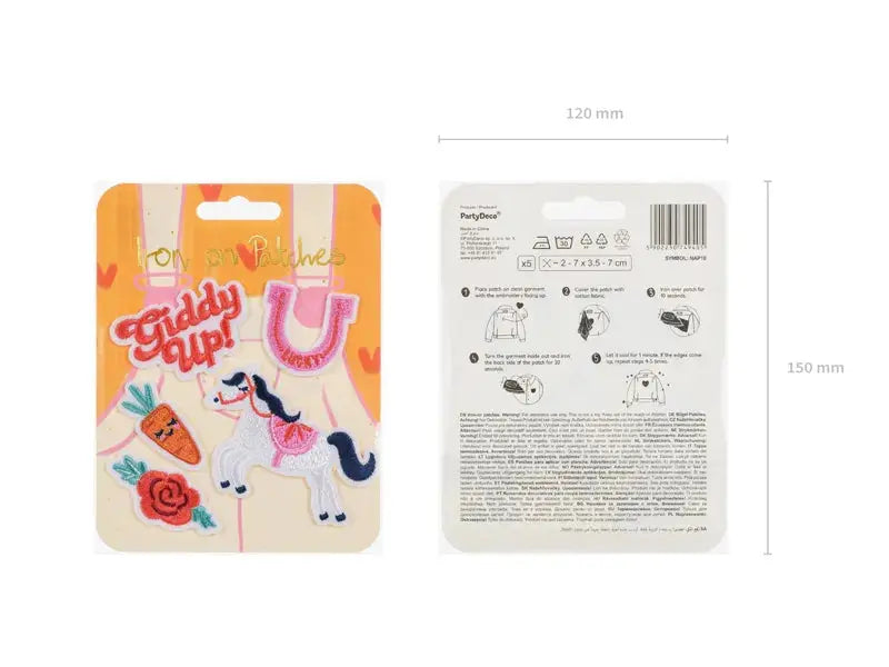Iron on patches Giddy up, mix, 2-7x3.5-7 cm Partydeco