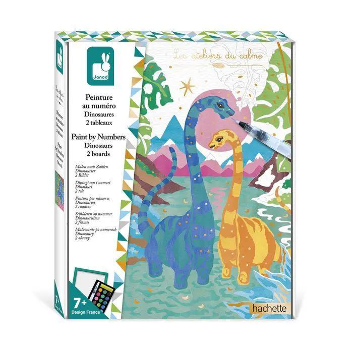 J07982 PAINT BY NUMBER WATERCOLOR Dinosaurs Janod