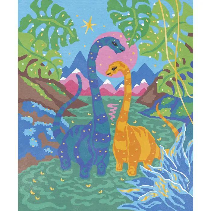 J07982 PAINT BY NUMBER WATERCOLOR Dinosaurs Janod