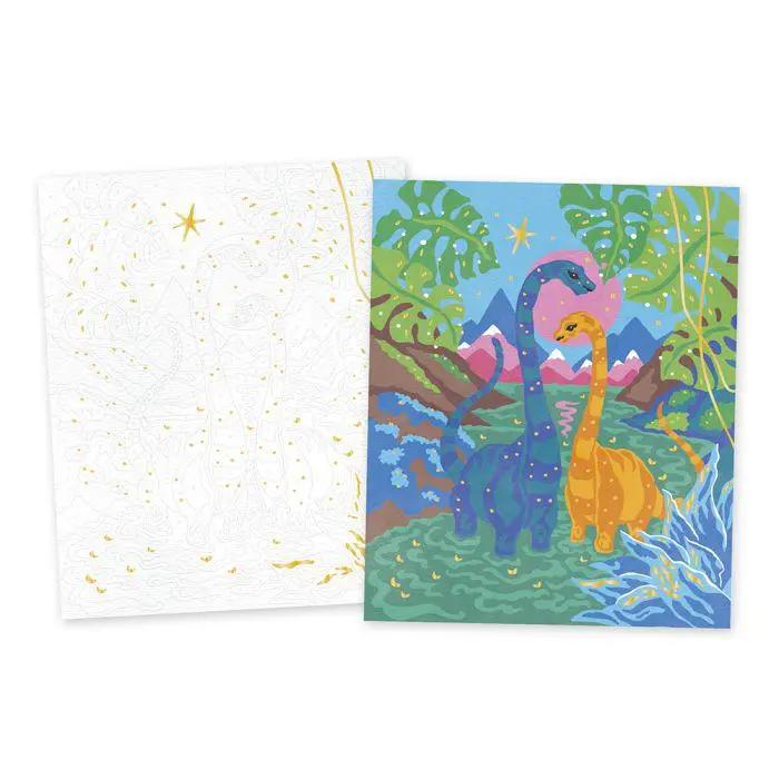 J07982 PAINT BY NUMBER WATERCOLOR Dinosaurs Janod