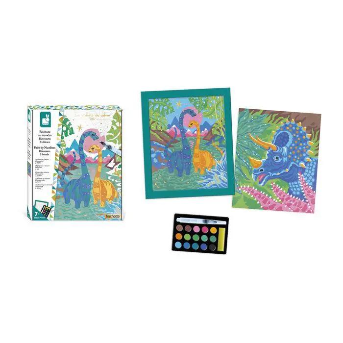 J07982 PAINT BY NUMBER WATERCOLOR Dinosaurs Janod