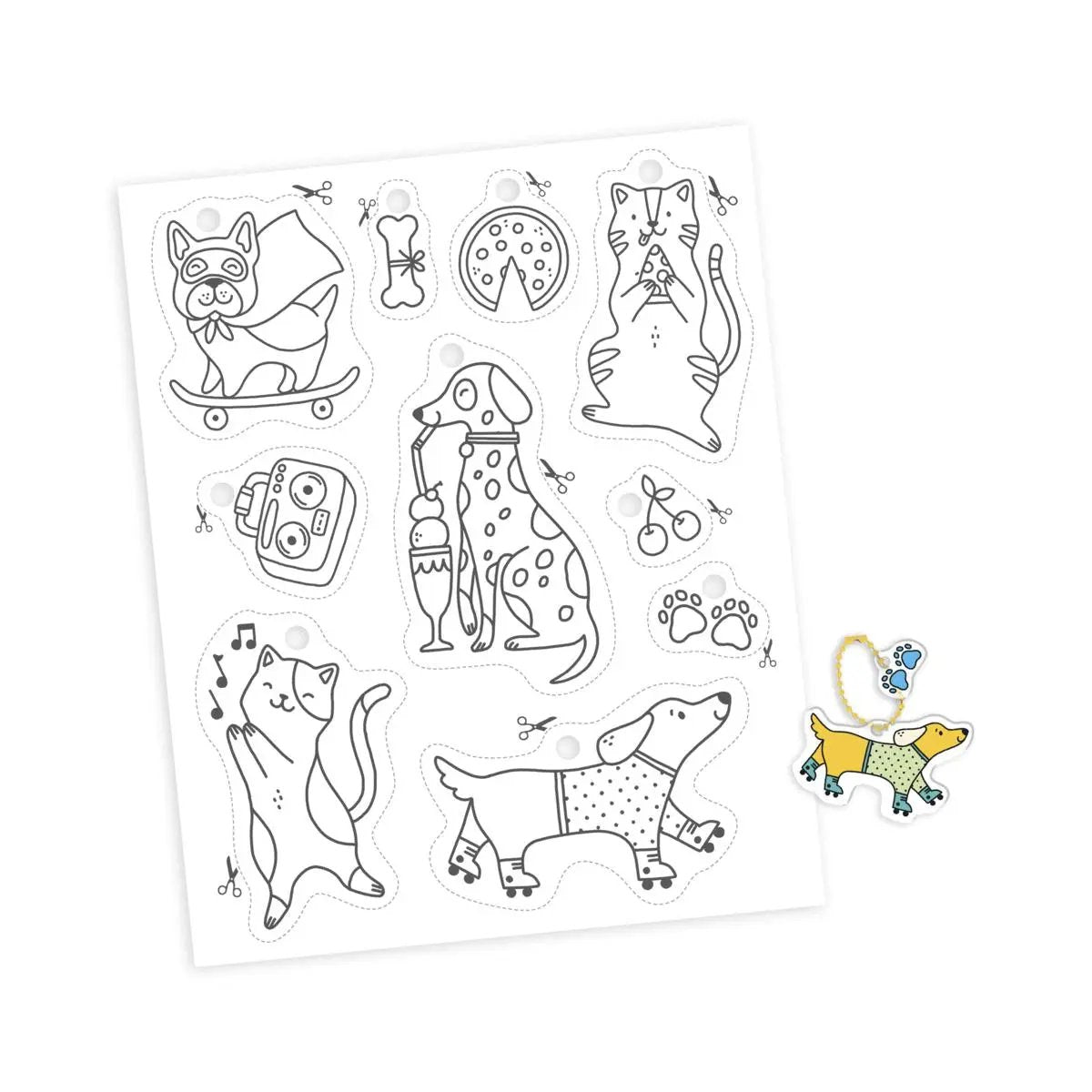 J09163  10 CRAZY PLASTIC DECORATIONS - CATS AND DOGS Janod