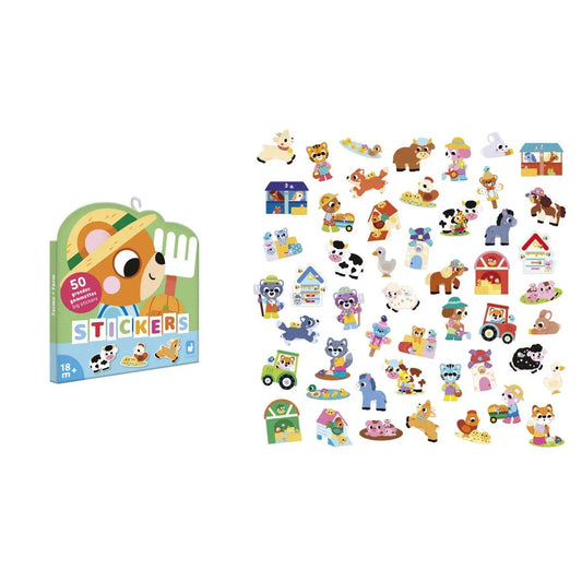 J09188  50 LARGE STICKERS - FARM ANIMALS Janod
