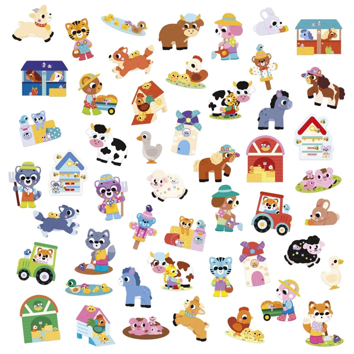 J09188  50 LARGE STICKERS - FARM ANIMALS Janod
