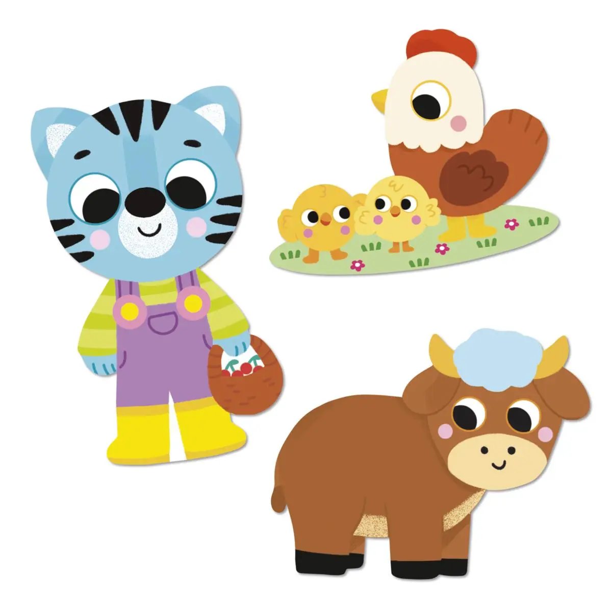 J09188  50 LARGE STICKERS - FARM ANIMALS Janod