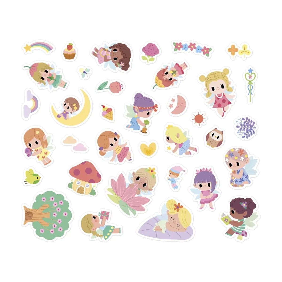 J09195  50 LARGE STICKERS - FAIRIES Janod
