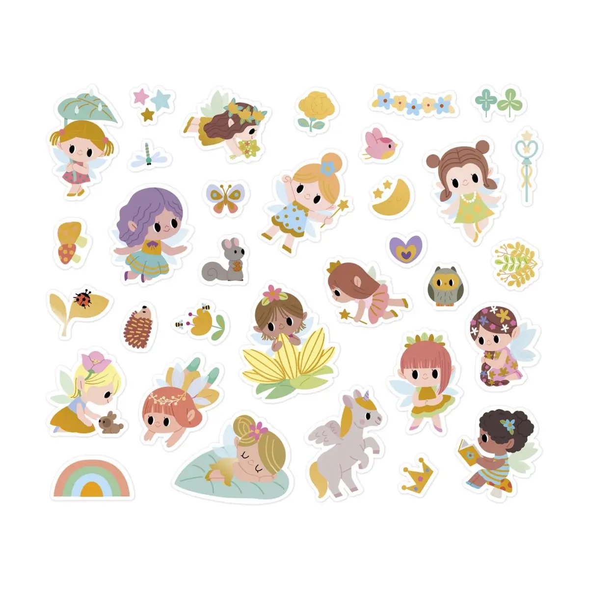 J09195  50 LARGE STICKERS - FAIRIES Janod