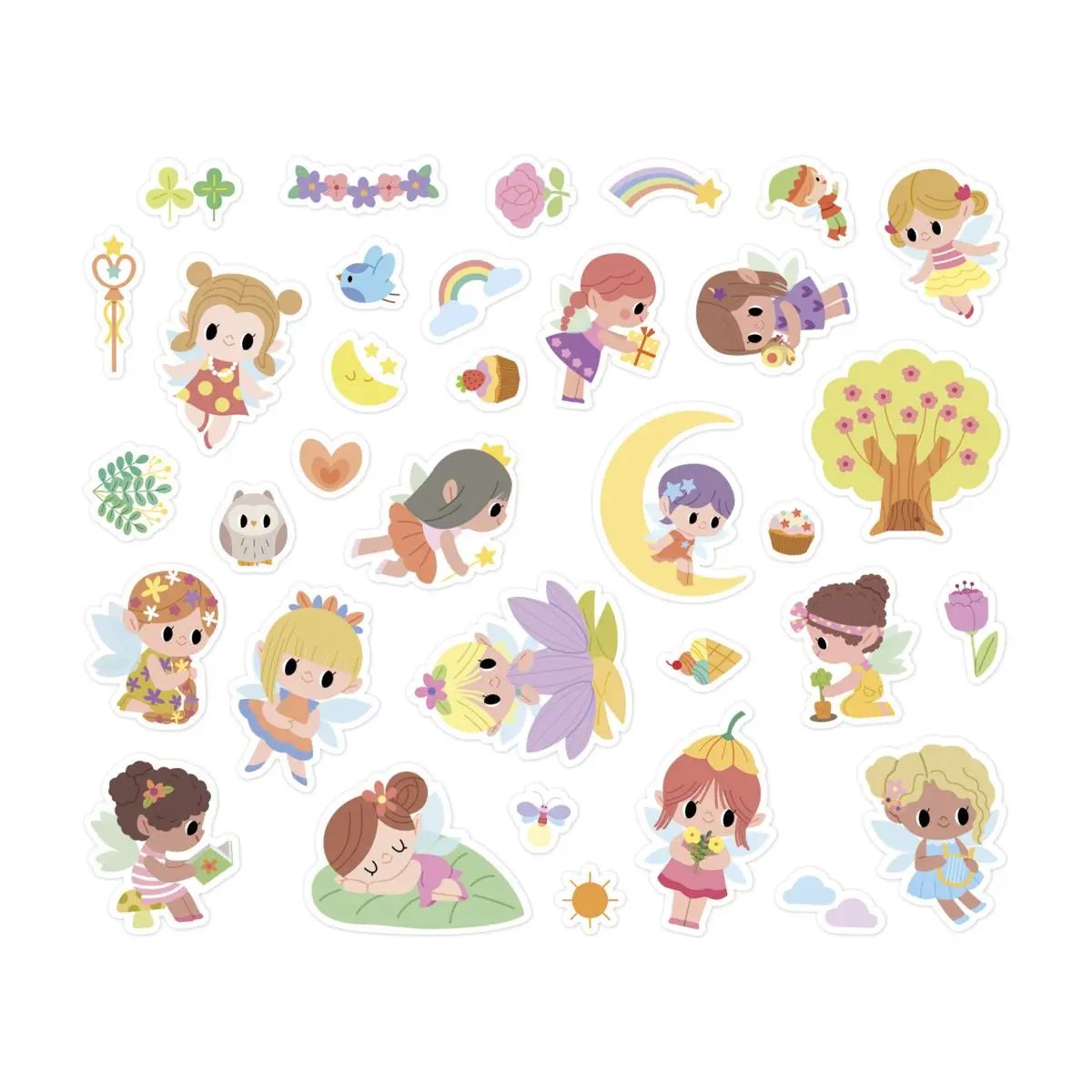 J09195  50 LARGE STICKERS - FAIRIES Janod