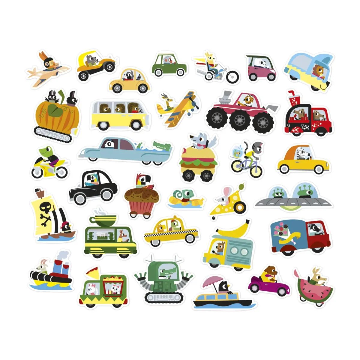 J09196  50 LARGE STICKERS - VEHICLES Janod