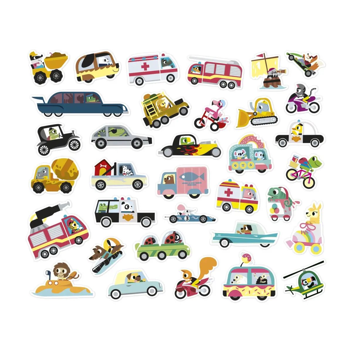 J09196  50 LARGE STICKERS - VEHICLES Janod