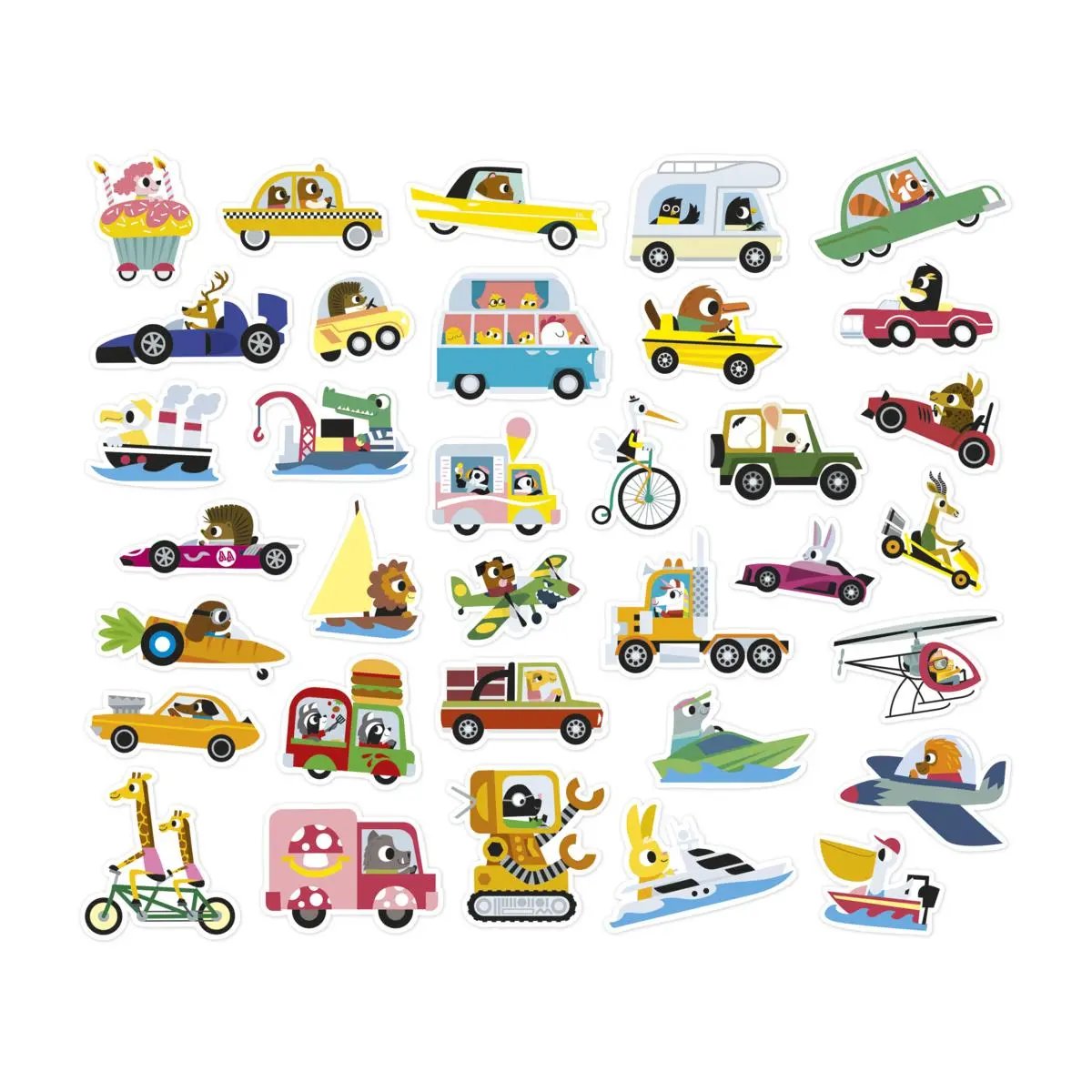 J09196  50 LARGE STICKERS - VEHICLES Janod