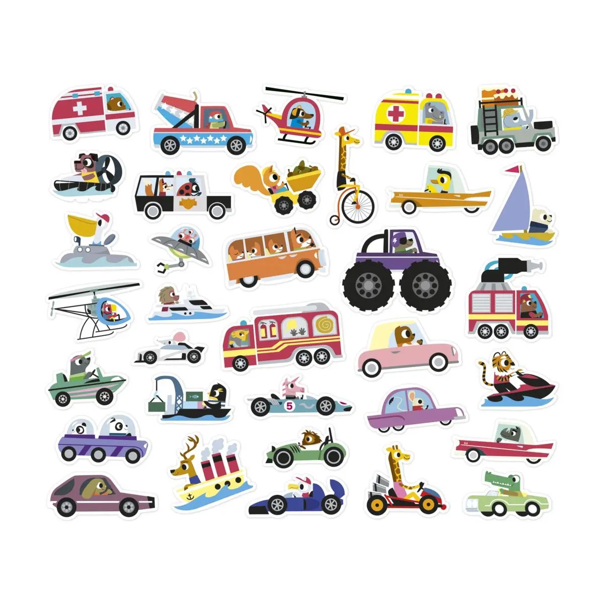 J09196  50 LARGE STICKERS - VEHICLES Janod