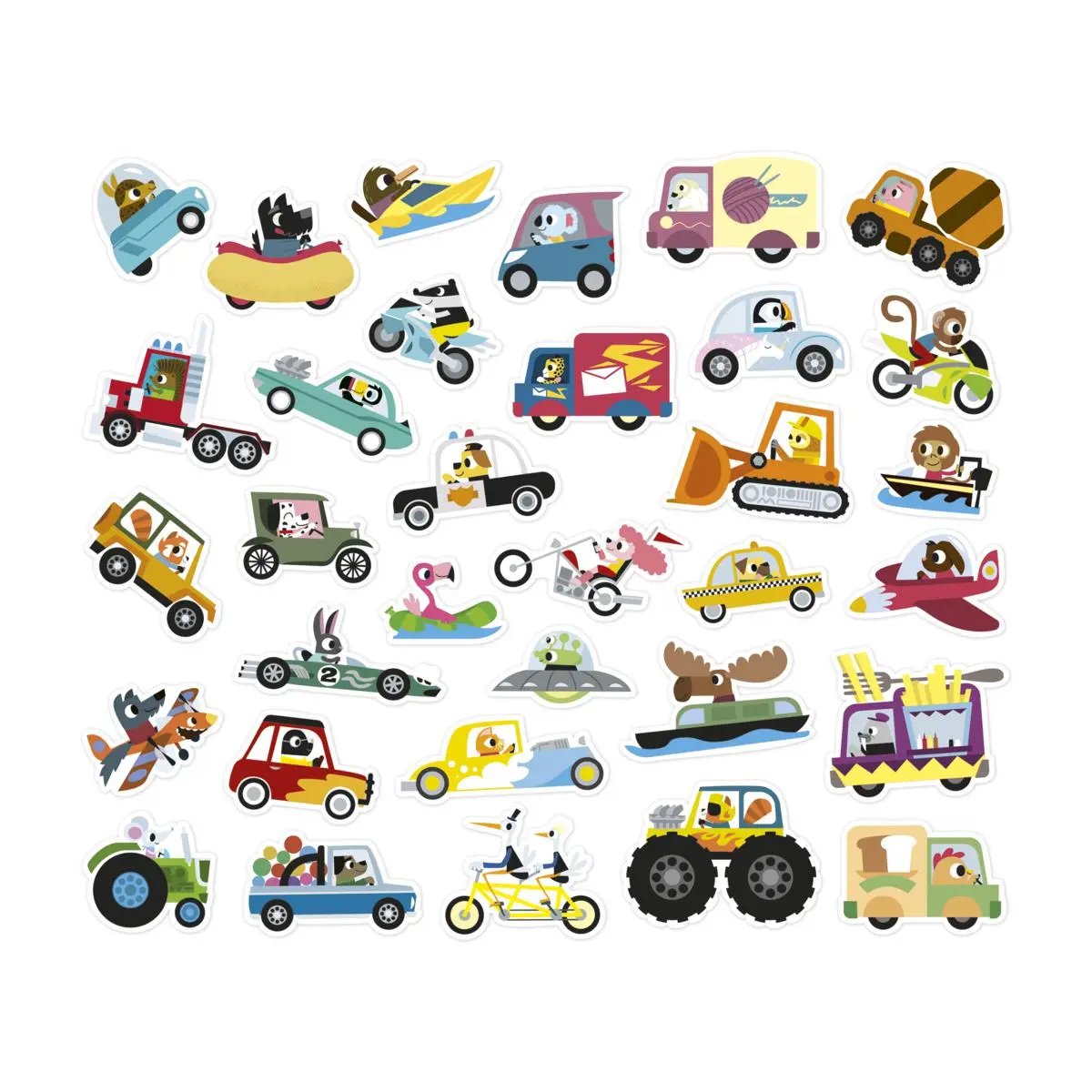 J09196  50 LARGE STICKERS - VEHICLES Janod