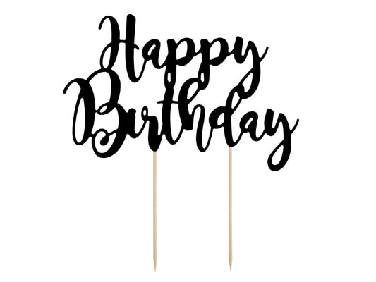 Cake topper Happy Birthday, black, 22.5cm (KPT11-010)