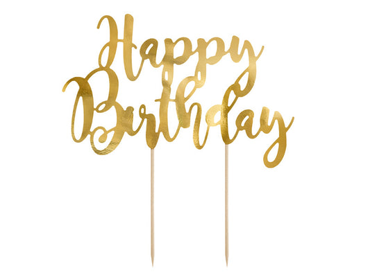 Cake topper Happy Birthday, gold, 22.5cm (KPT11-019M)