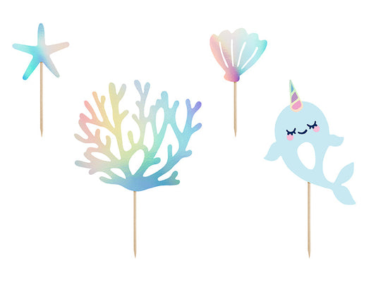 Toppers Narwhal, mix, 10-15.5cm: 1pkt/4pc. (KPT48)