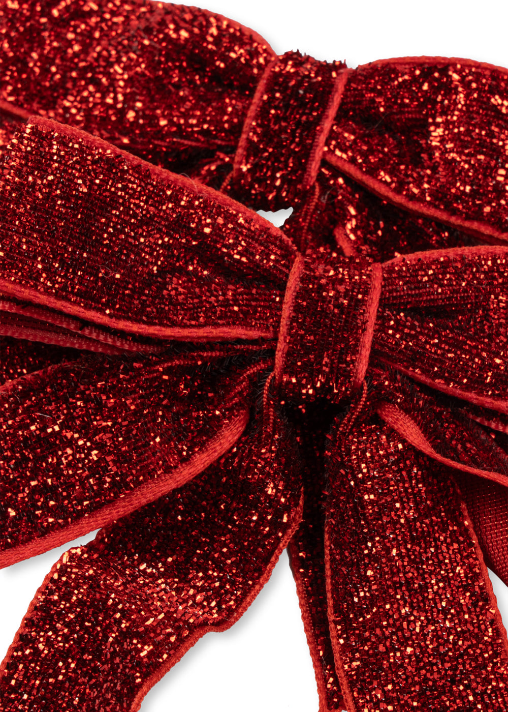 2 Pack Velvet Double Bow Hair Clips - Red Glitter