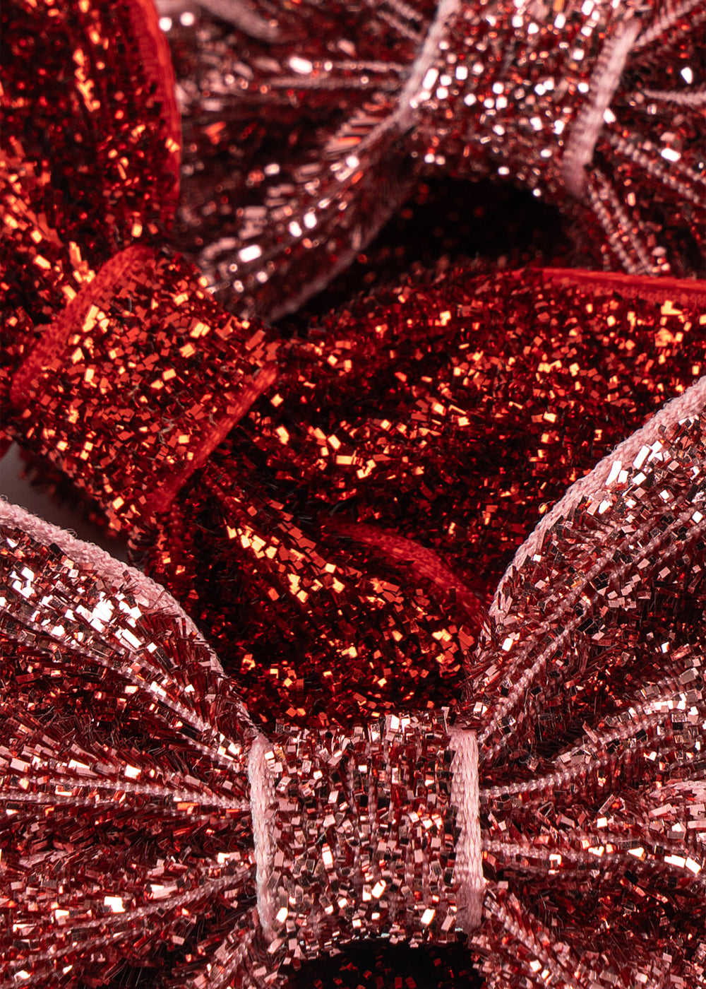 4 Pack Micki Bow Hair Clips - Red Glitter/Rose Glitter