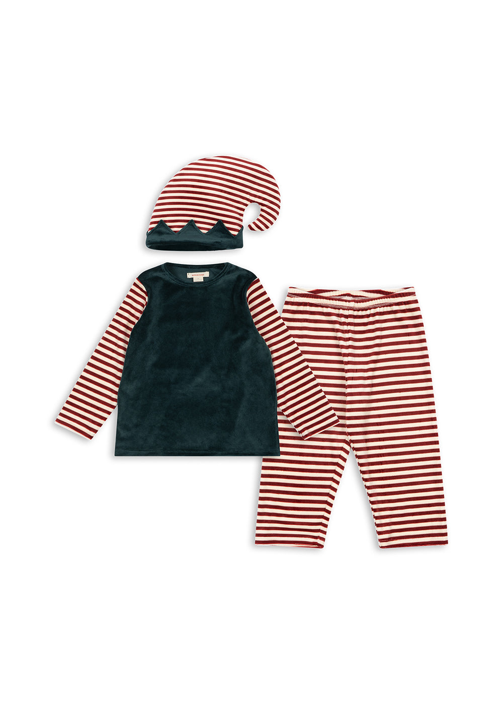 Christmas Elf Costume - Greener Pastures/Red Dahlia Stripe