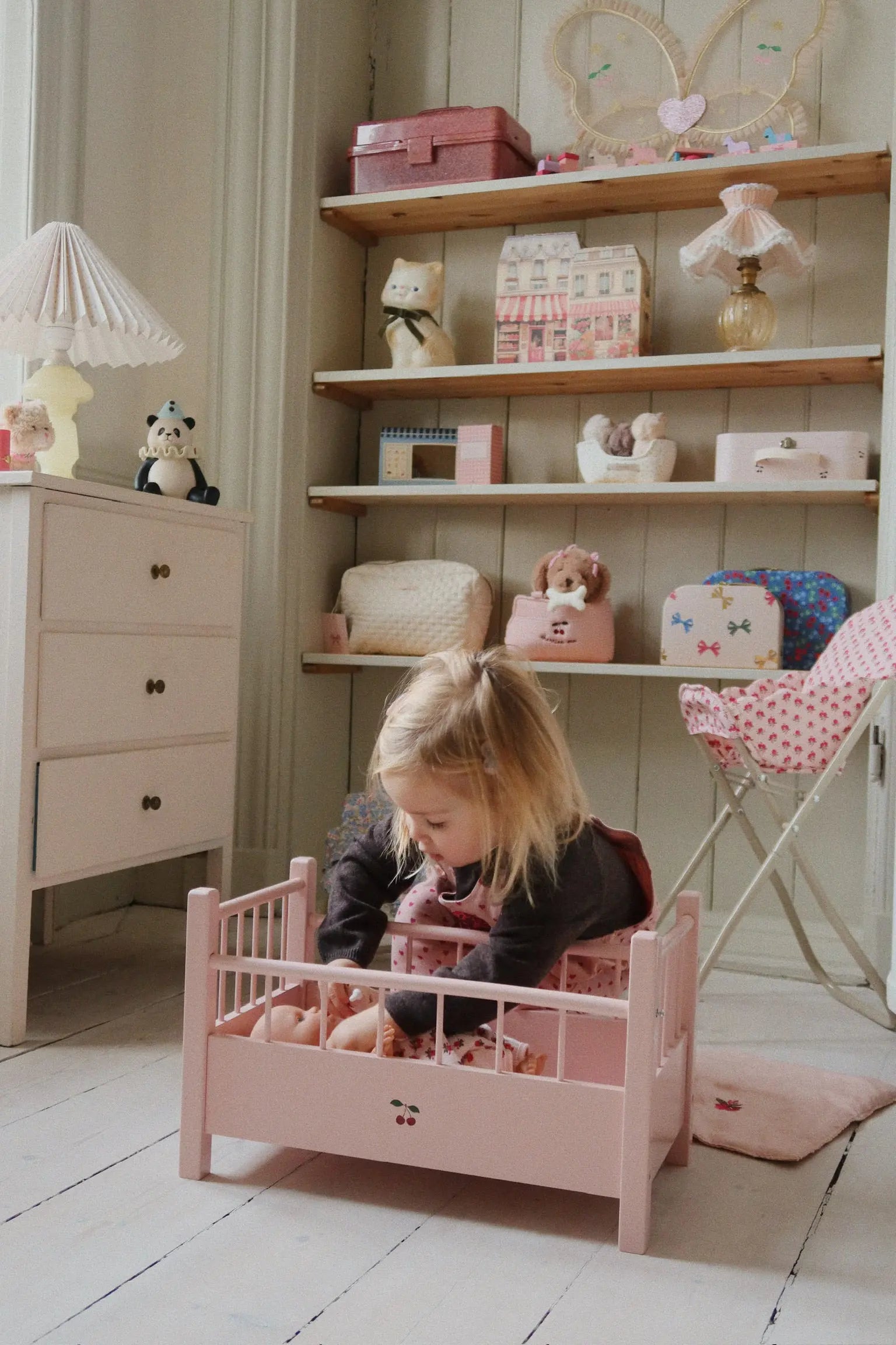 KS103770 Doll Bed Wood - Pink Konges Slojd