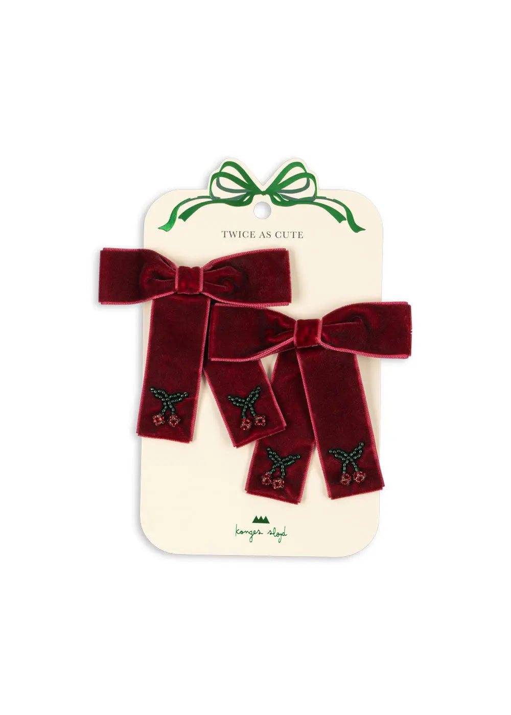 KS104175 2 PACK JULIETTE BOW HAIR CLIP - Red Konges Slojd