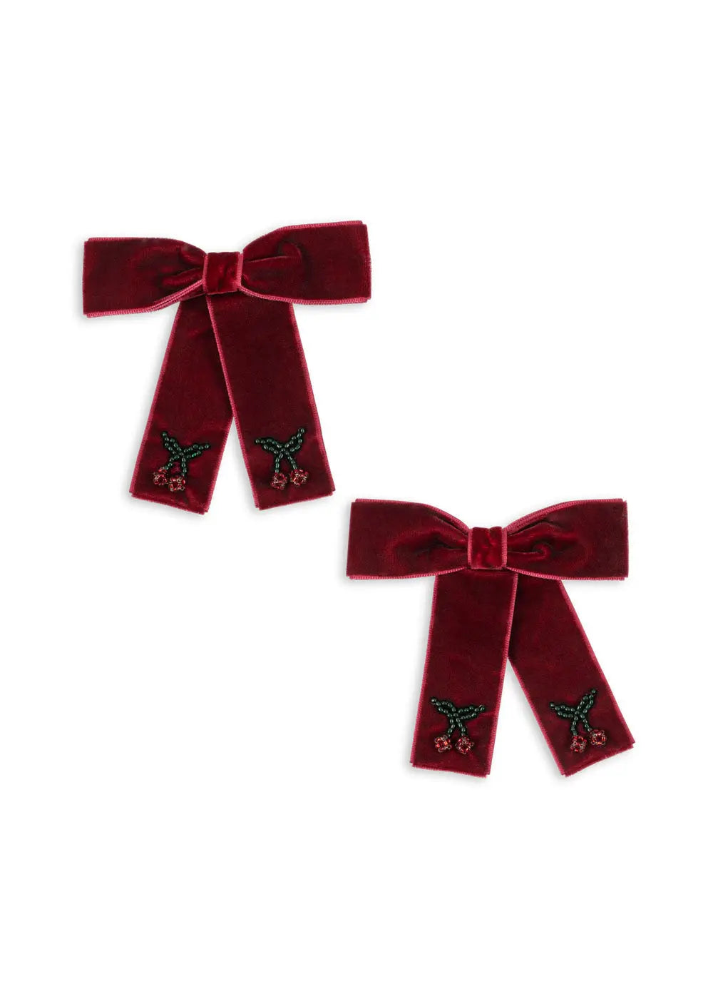 KS104175 2 PACK JULIETTE BOW HAIR CLIP - Red Konges Slojd