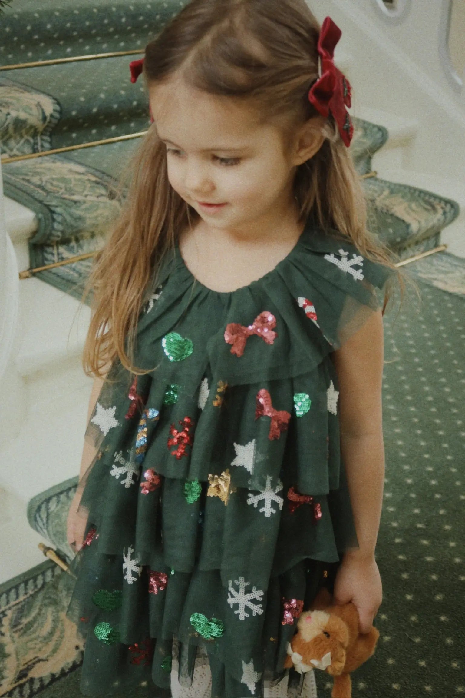 KS104175 2 PACK JULIETTE BOW HAIR CLIP - Red Konges Slojd