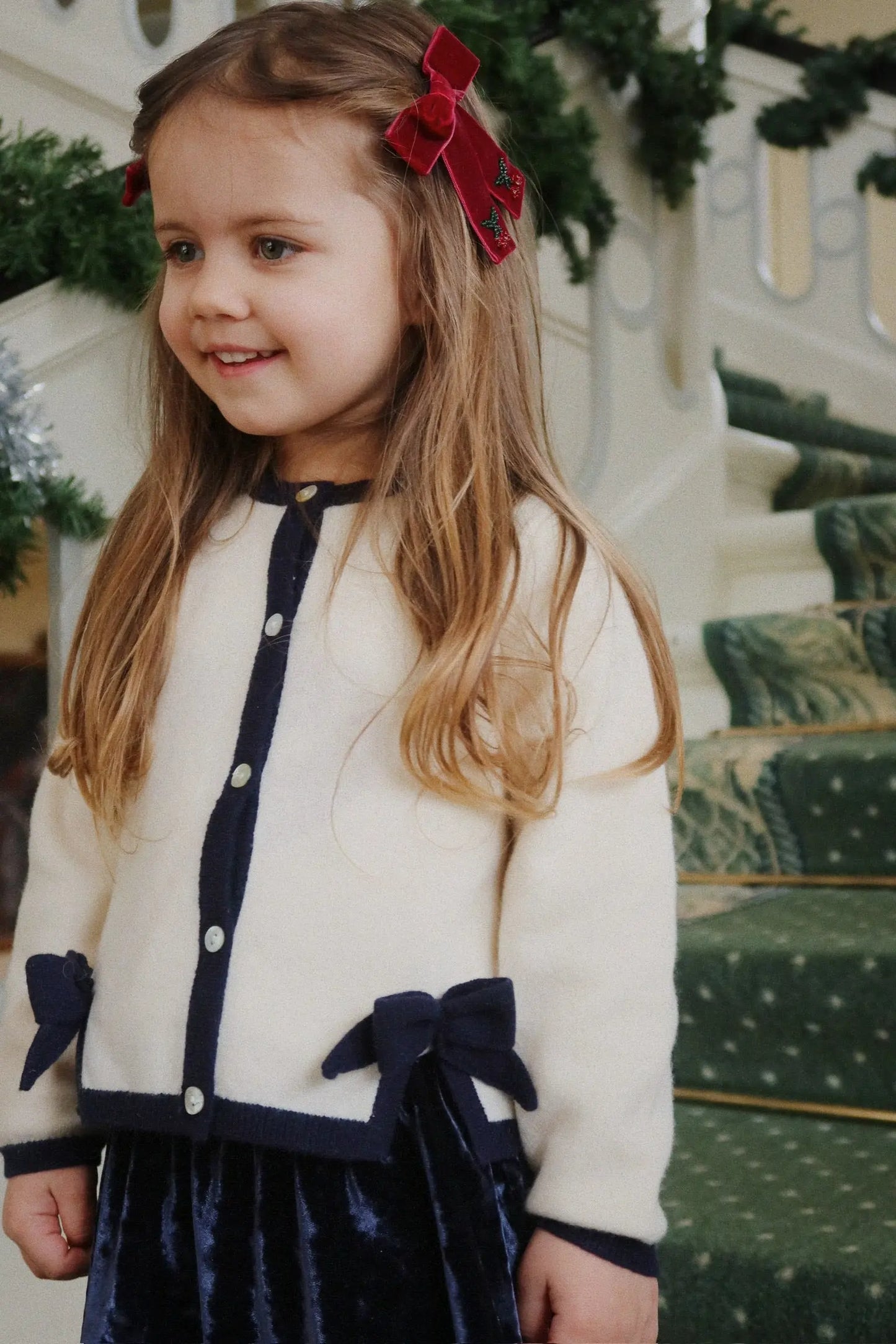 KS104175 2 PACK JULIETTE BOW HAIR CLIP - Red Konges Slojd