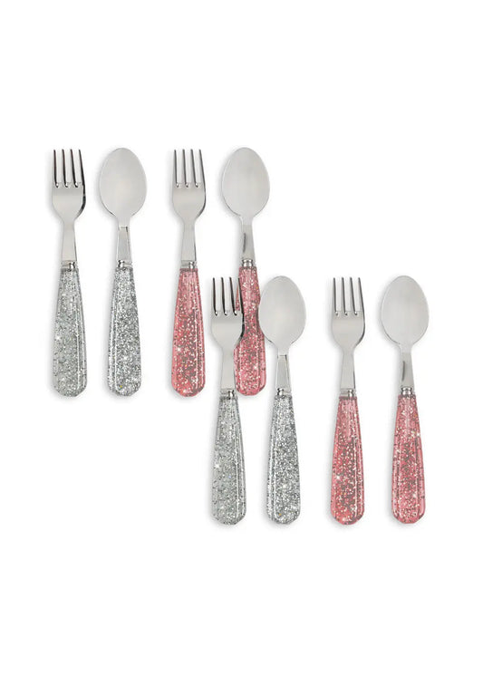 (KS105148) 8 Pack Sparkly Cutlery - Blush/Spark Konges Slojd
