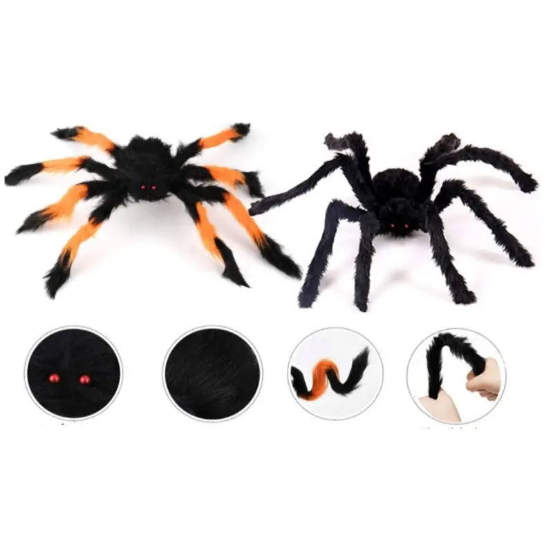 Kit 2 Araignées géantes velues + acc.pour intérieur et extérieur Cotillons D Alsace
