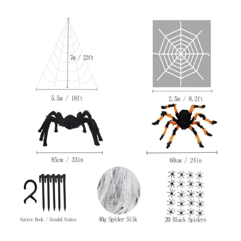 Kit 2 Araignées géantes velues + acc.pour intérieur et extérieur Cotillons D Alsace