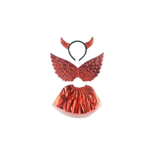Kit 2 pieces Halloween -Red Devil tutu and wings Cotillons D Alsace