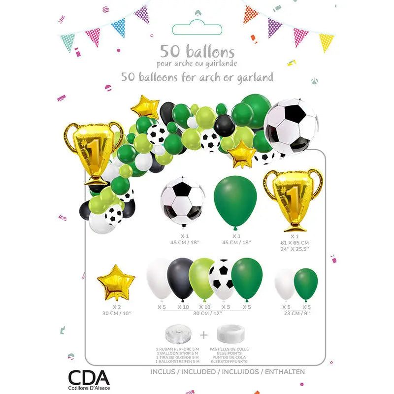 Kit 50 ballons FOOTBALL avec accessoires cotillons Alsace