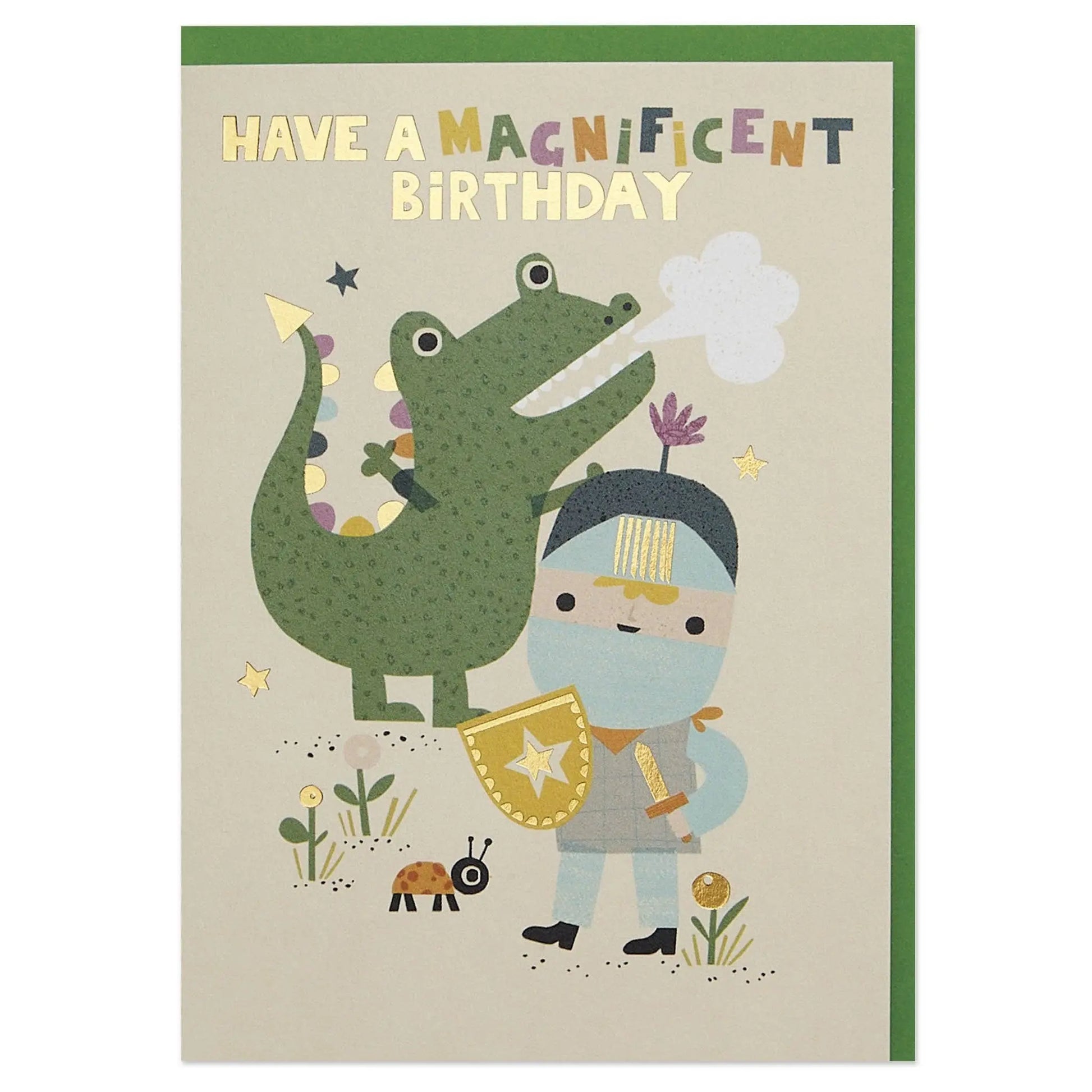 Knight and Dragon Birthday Card Raspberry Blossom