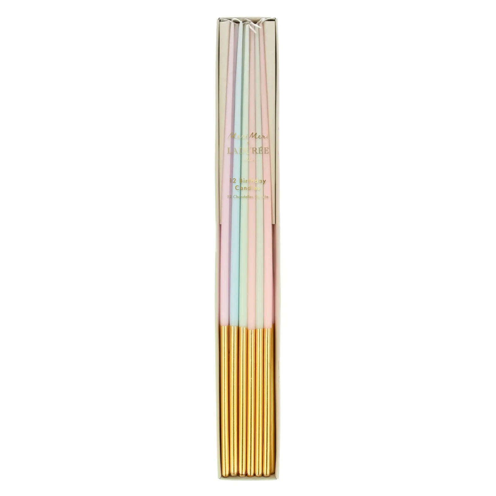 Ladurée gold dipped tall tapered candles Meri Meri