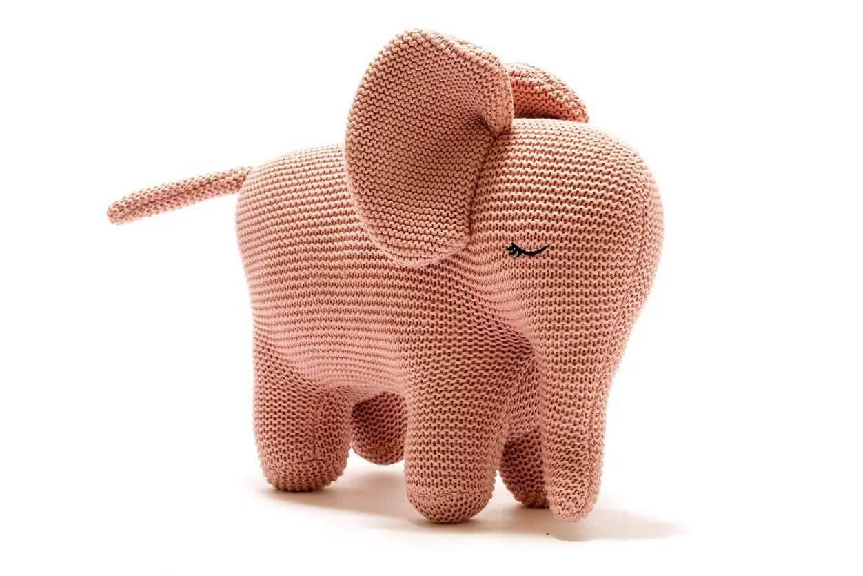 Large Organic Cotton Dusky Pink Elephant Plush Toy Best Years