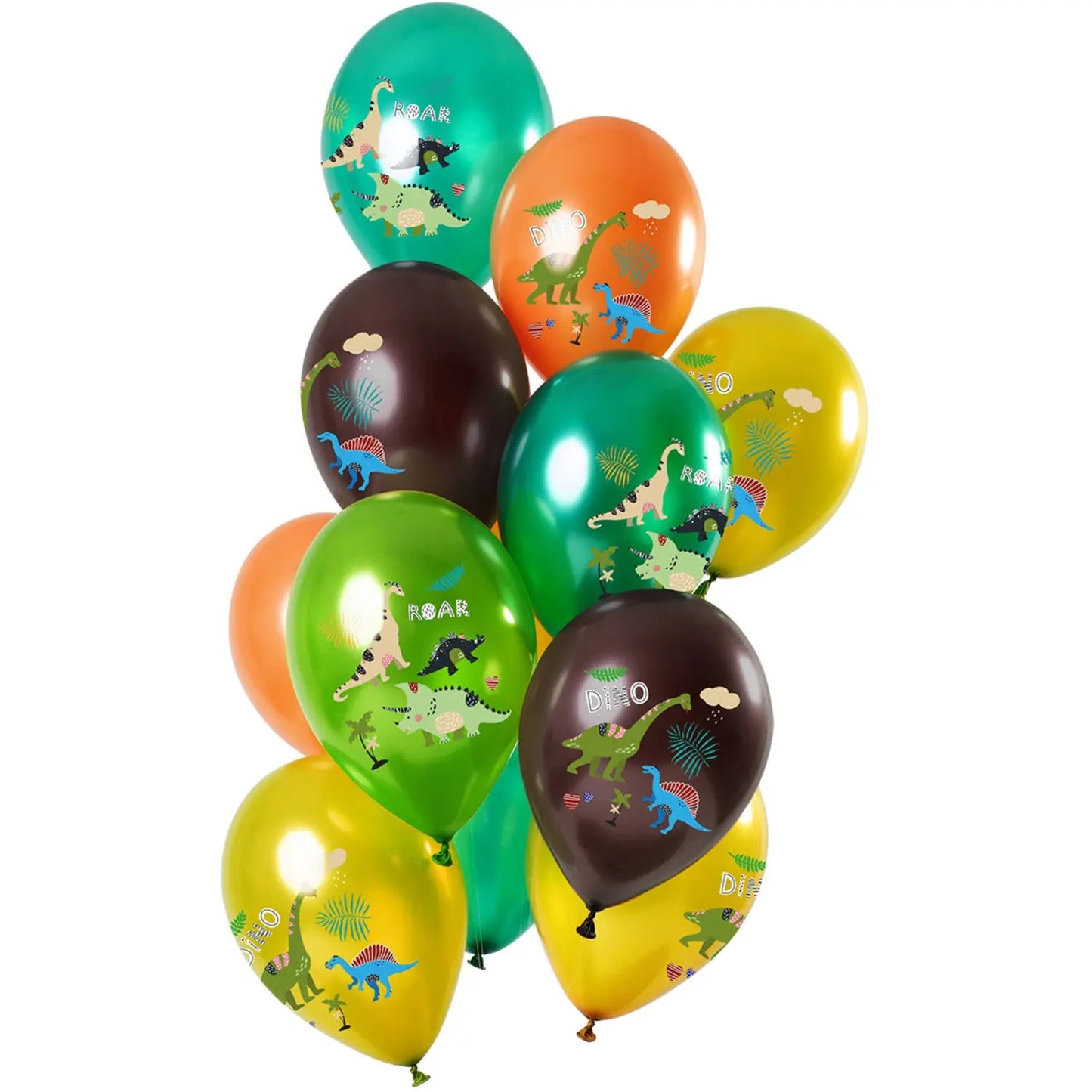 Latex Balloons Dino Jungle Metallic 33 cm - 12 pieces Folat