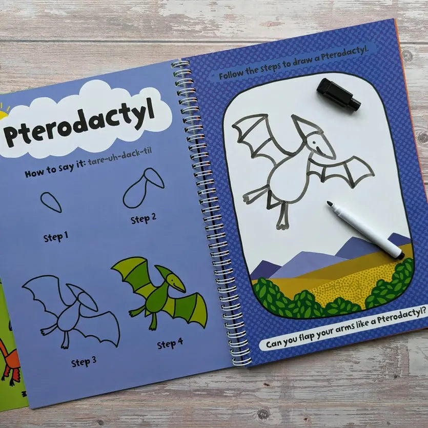 Learn To Draw Dinosaurs - Wipe Clean Book Robert Frederick Ltd