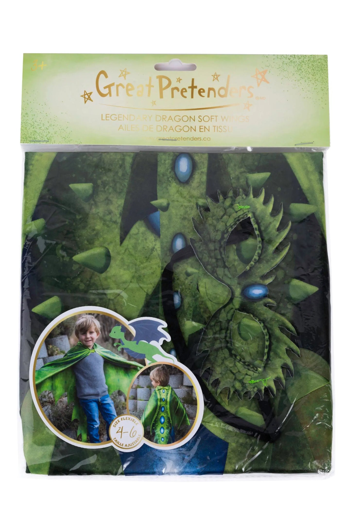 Legendary Dragon Soft Wings & Mask, SIZE US 4-6 Great Pretenders