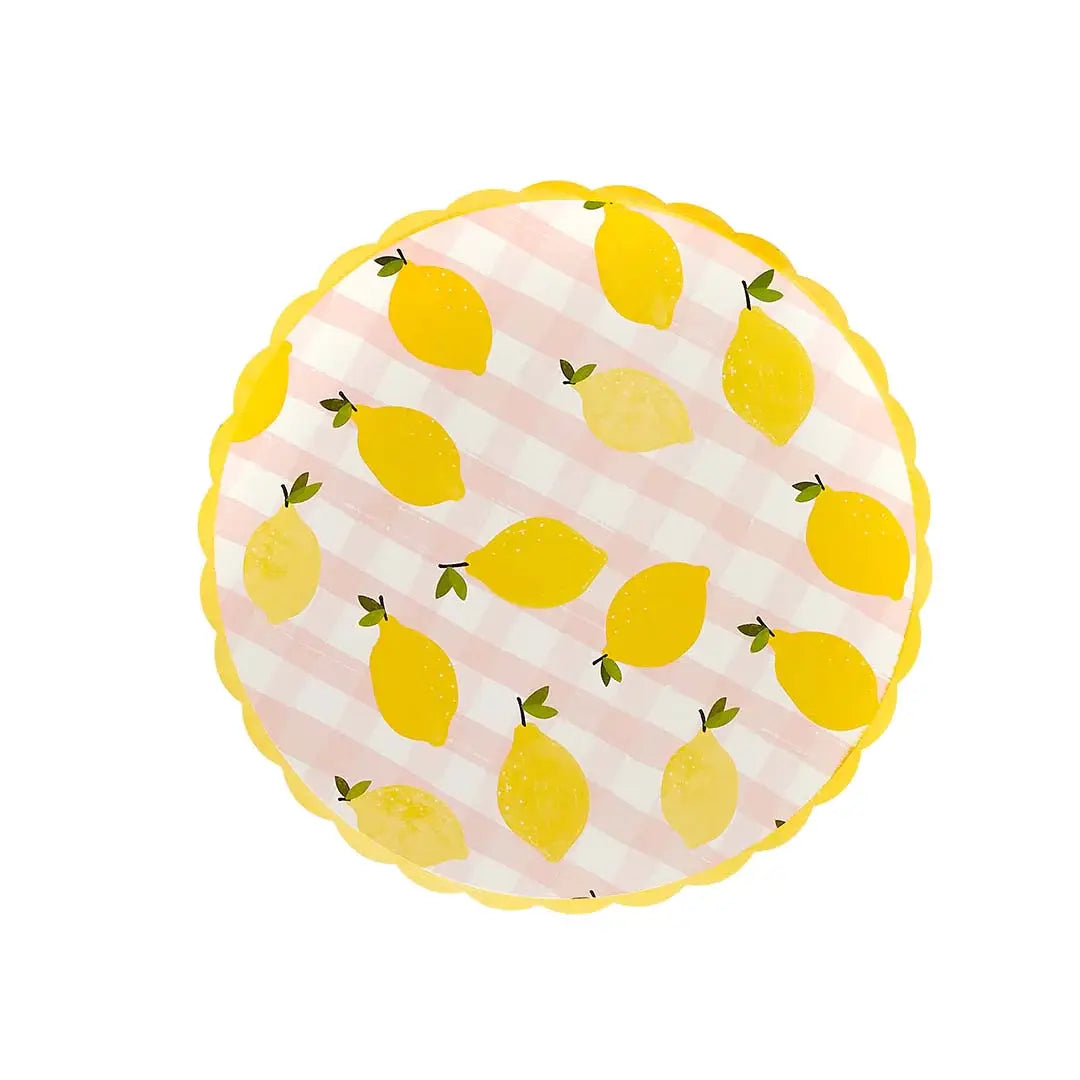 Lemon & Gingham Paper Plate 8 Pack Hootyballoo by Club Green