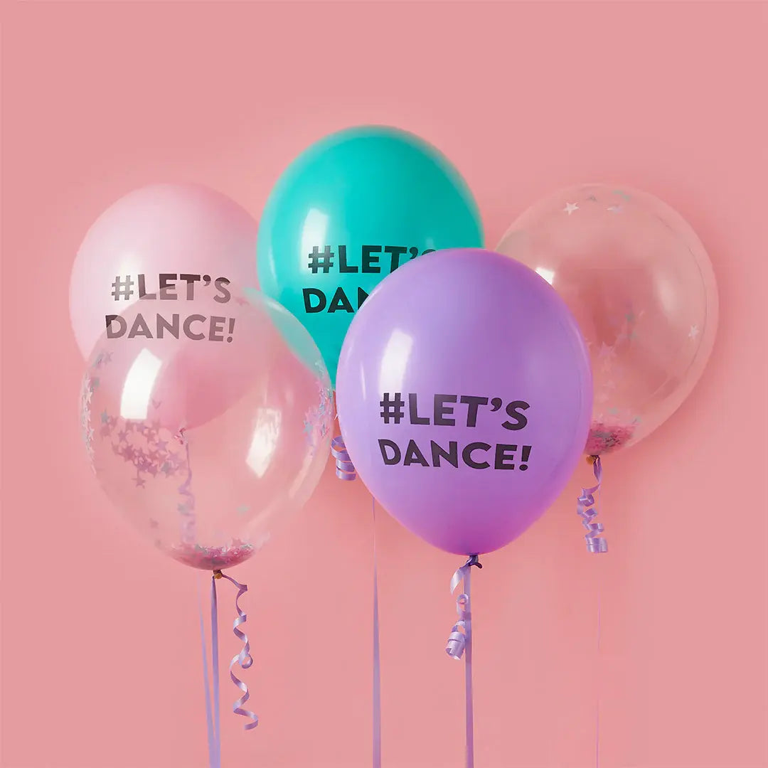 Let'S Dance Confetti Filled Latex 12" Balloon 5 Pack Hootyballoo by Club Green