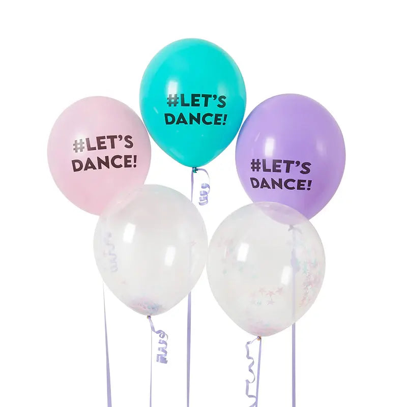 Let'S Dance Confetti Filled Latex 12" Balloon 5 Pack Hootyballoo by Club Green