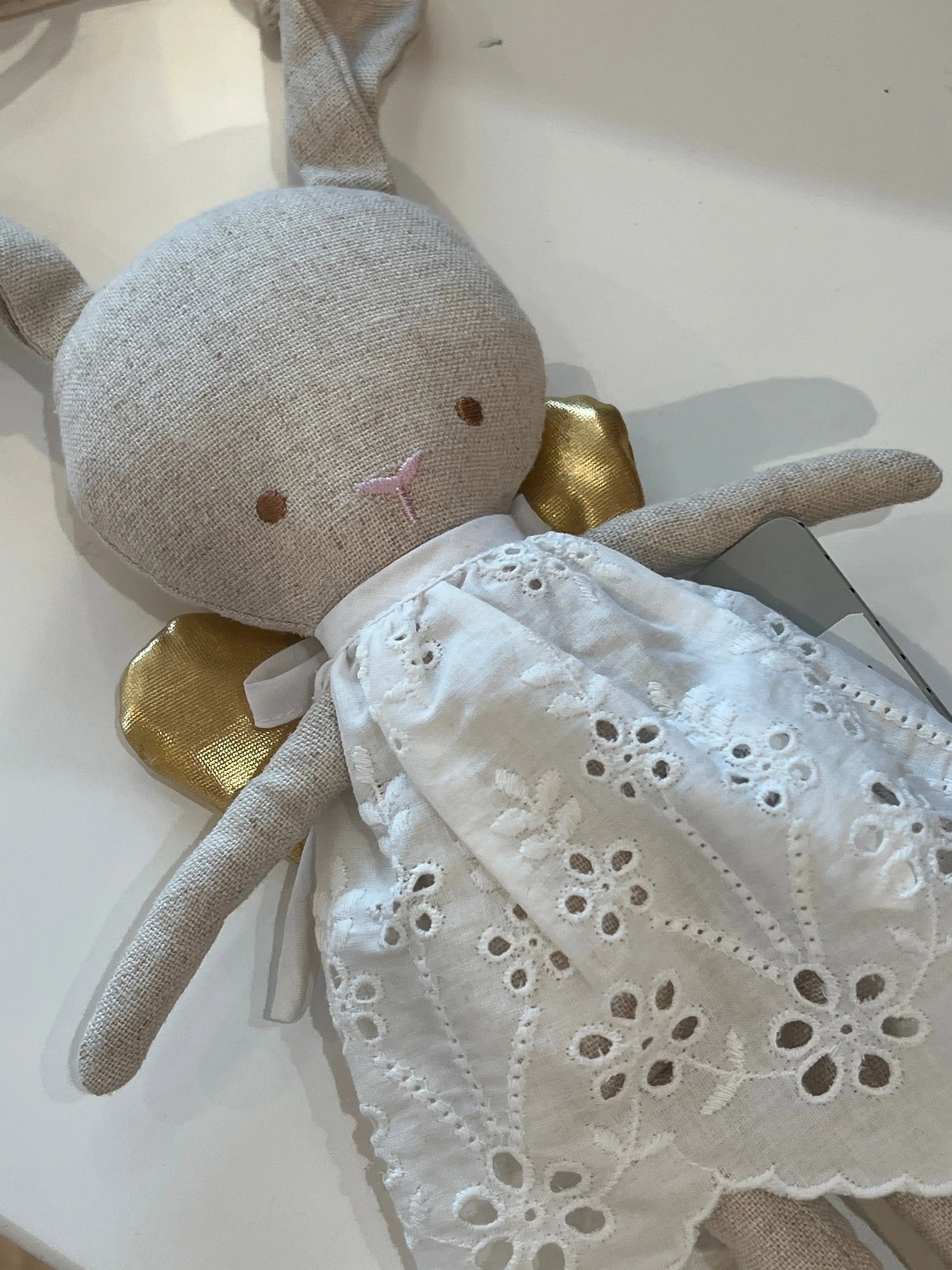 Linen Baby Angel Bunny Gold alimrose