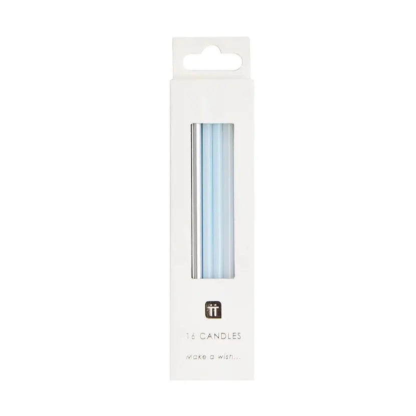 Long Blue and Silver Birthday Candles - 16 Pack Talking Tables