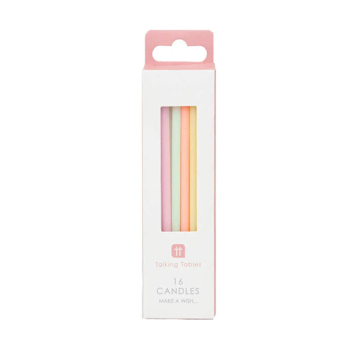 Long Pastel Colour Birthday Candles - 16 Pack Talking Tables EU