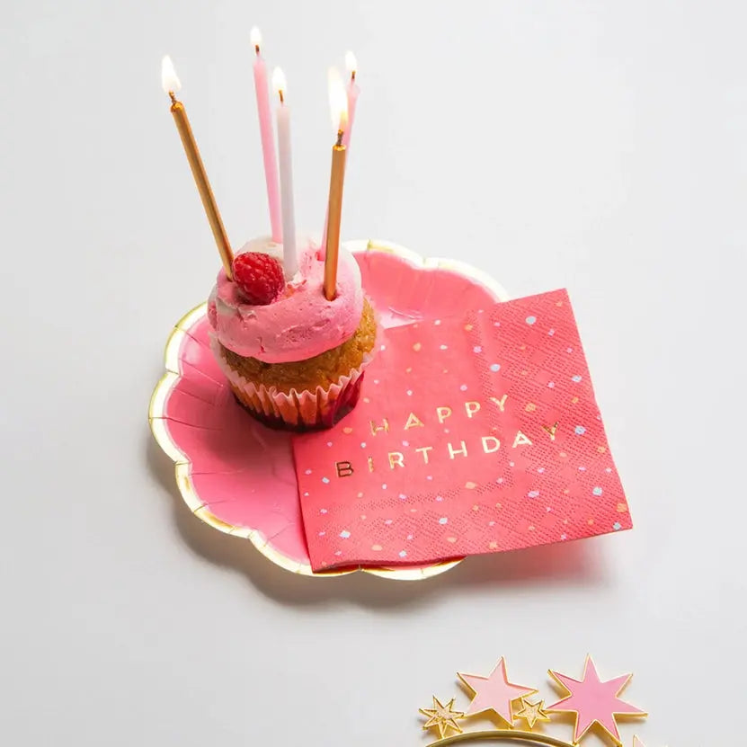 Long Pink and Silver Birthday Candles - 16 Pack Talking Tables