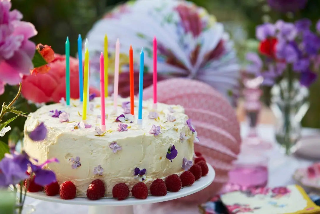 Long Rainbow Colour Birthday Candles - 16 Pack Talking Tables